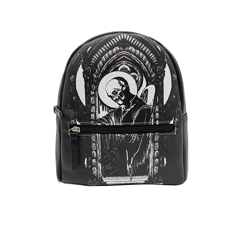 Женские рюкзаки в готическом стиле однотонные черные на молнии западном с