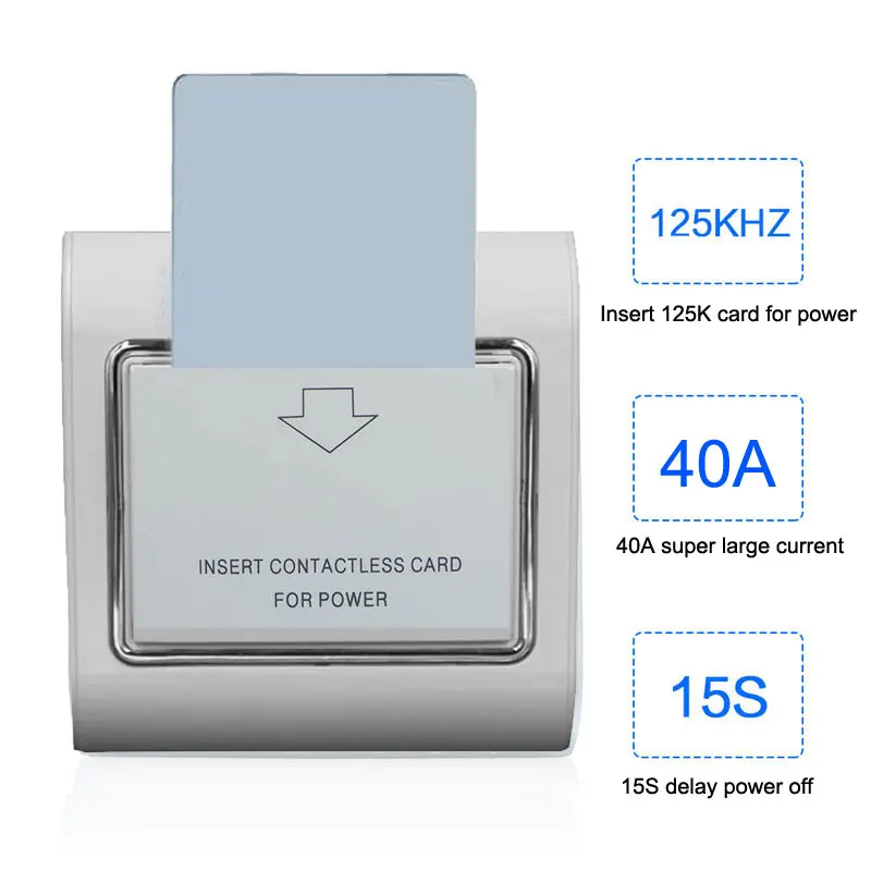 Гостиничный энергосберегающий переключатель с поддержкой карт ID/T57/EM4305 125K 220 В 40 А