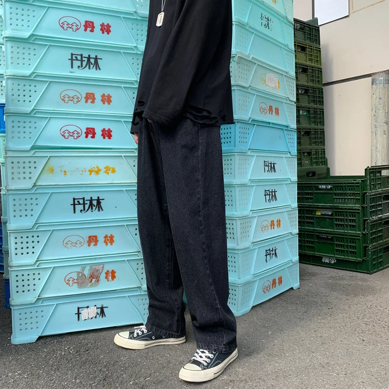 ICCLEK 2021 New Men's Autumn New Washed Jeans Men's Jeans Loose Straight Wide-leg Pants Skinny Jeans  Biker Jeans  Jeans for Men