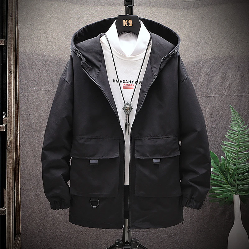 Мужская куртка с капюшоном HCXY2019 Повседневная модная большими карманами для