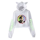 Популярная серафа с принтом кошки, Короткая Толстовка с длинным рукавом, детский пуловер с капюшоном, короткая милая свободная модная Толстовка