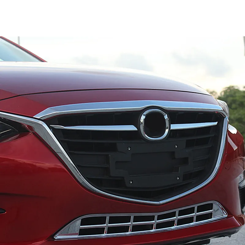 Глянцевая Хромированная передняя решетка для гриля 2 шт. отделка Mazda 3 2014 2015 2016 BM