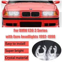 drl cut style dtm u shape light day light crystal led angel eyes kit for bmw e36 3 series with euro headlights 1992 1998