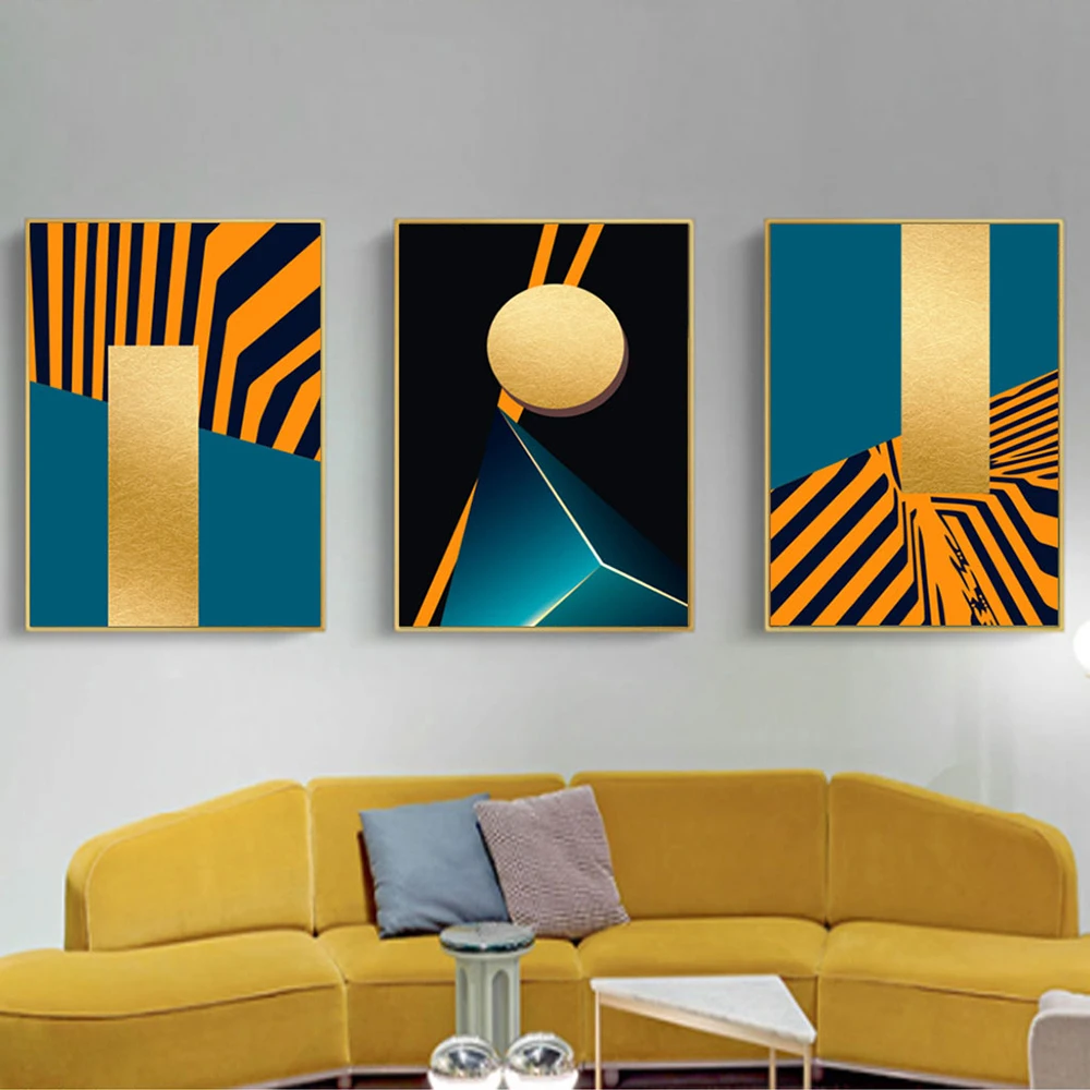

Golden Geometry Wall Poster Abstract Fashion Canvas Art Print Painting Nordic Decorative Picture Modern Style Home Decoration