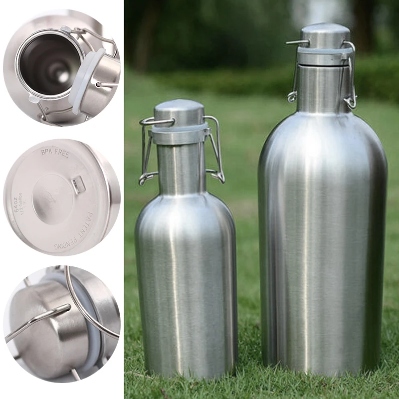S 1l/2l 32oz/64oz Stainless Steel Water Bottle Water Beer Th