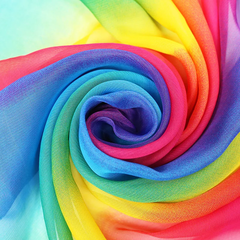

JIFANPAUL new fashion gradient rainbow color silk scarf female travel beach towel 2021 chiffon scarf for women