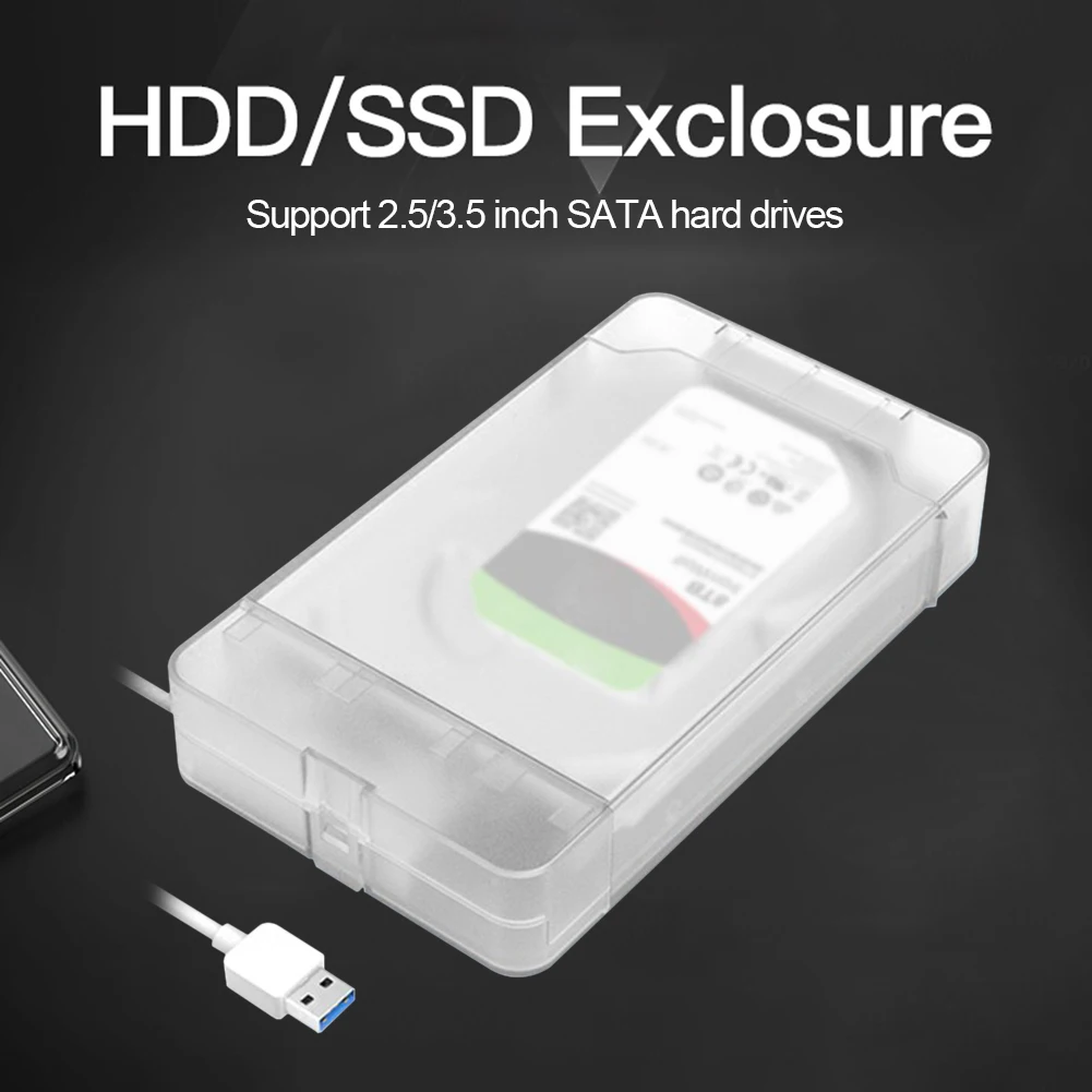 

Полупрозрачный внешний корпус для жесткого диска 2,5 3,5 дюйма SSD SATA III к USB 3,0 адаптер HD Суперскоростной корпус для Windows