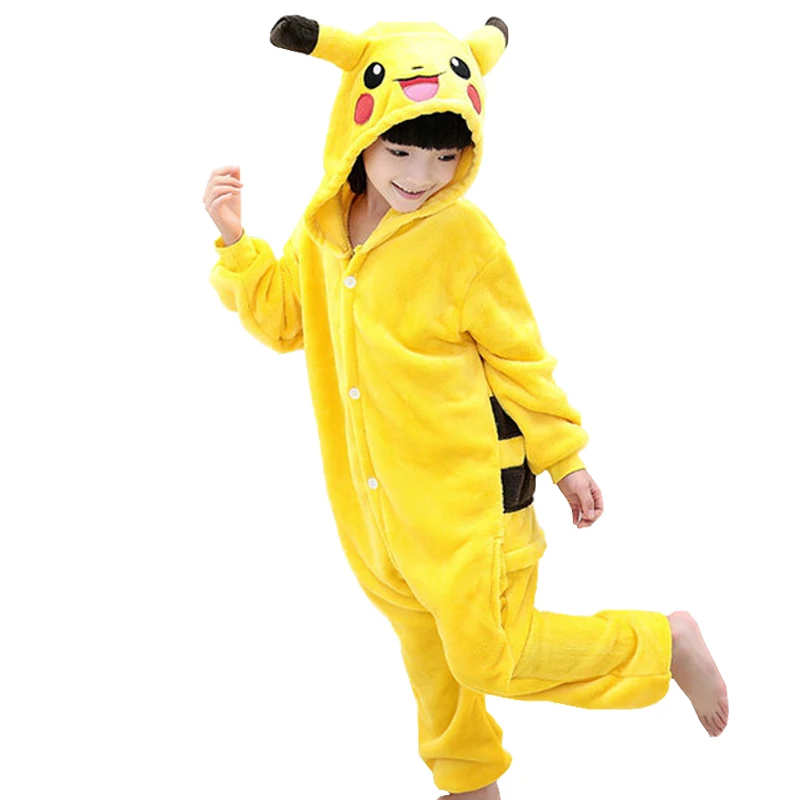 Pikachu 30 НОВЫЕ Дети Мальчики Девочки кигуруми Пижамы Набор Животных Свинья Pegasus Кролик Косплей Пижамы Для Детей Фланелевые Пижамы Onesie Зима С Капюшоном пикачу одежда пижама детская для девочек пижамный комплект - Цвет: Pikachu
