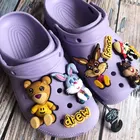 Мультяшный крутой медвежонок, кролик, Кроксы, подвески, браслеты, Пряжка для обуви, брикет, игрушка, Кроксы, сделай сам, милое украшение, Детские аксессуары