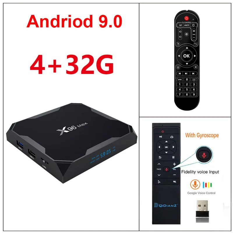 X96MAX-4-32-MT12 DQiDianZ X96 Max Android 8.1 Смарт ТВ Приставка X96max Amlogic S905X2 Quad Core 2.4G/5.8GHz WiFi Андройд ТВ Приставка 2ГБ/16ГБ память Smart TV Box - Цвет: X96MAX-4-32-MT12