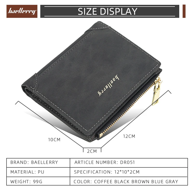 

Baellerry Male Short Vertical Fashion Wallet Large-capacity Multi-card Site Zipper Coin Pocket Leather Casual Men Money Purse