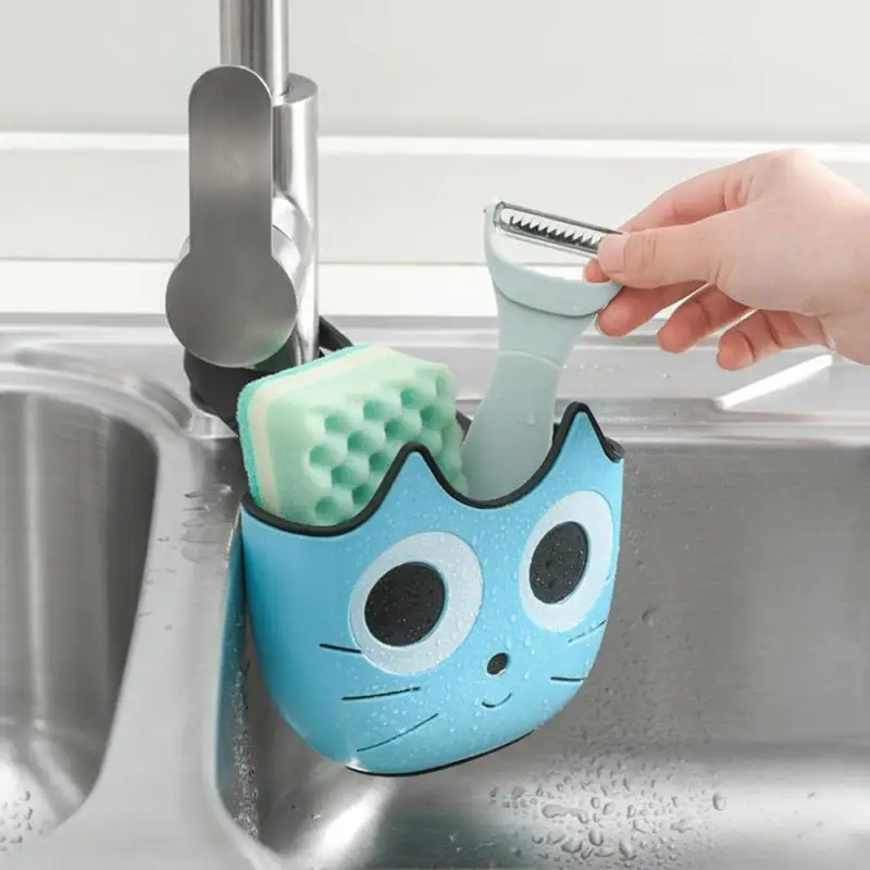 

Kitchen Sponge Drain Holder Suction Cup Sink Shelf Soap Sucker Storage Rack Basket Filtration Drain Bag Basket Sink Holder Rack