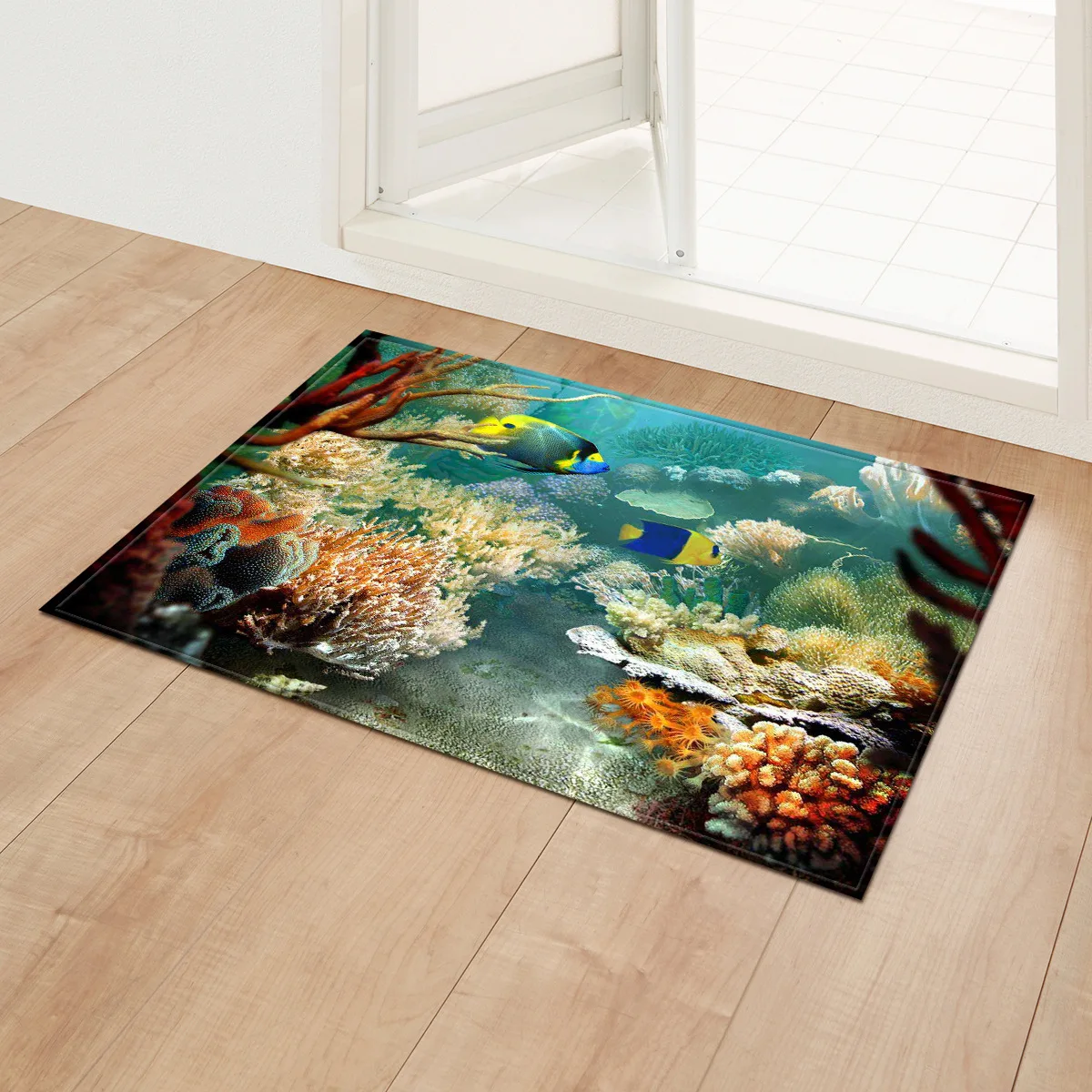 Коврик для двери подводного мира нескользящий коврик входной в прихожей