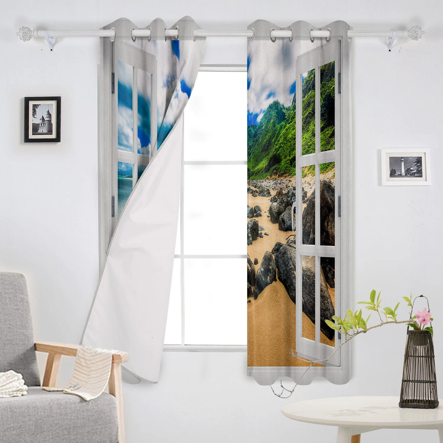 Beach Reef Landscape Outside The Window Luxury Home Curtains Modern Supplies Living Room Bedroom Custom | Дом и сад
