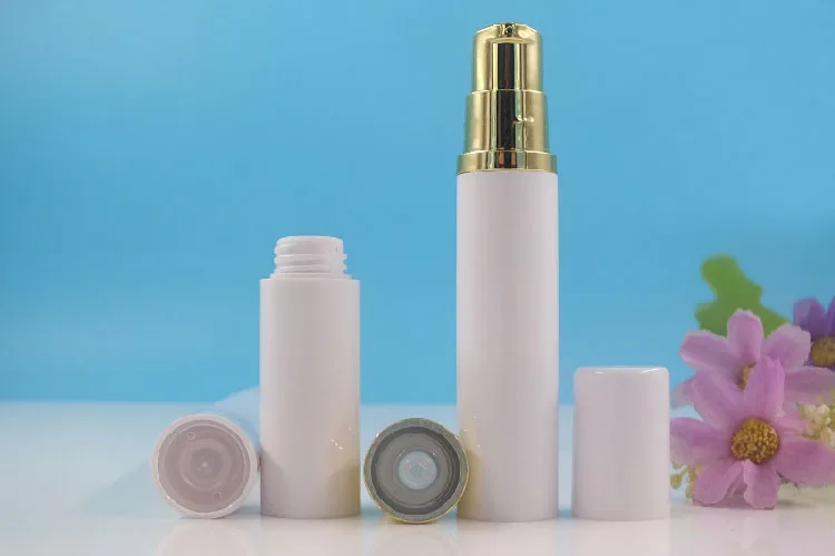 

10ML white airless plastic bottle while gold pump gold lid lotion emulsion serum mist sprayer hyaluronic toner skin care packing