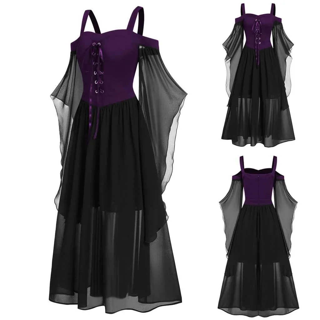 Женское платье размера плюс с открытыми плечами и рукавами-бабочками на шнуровке