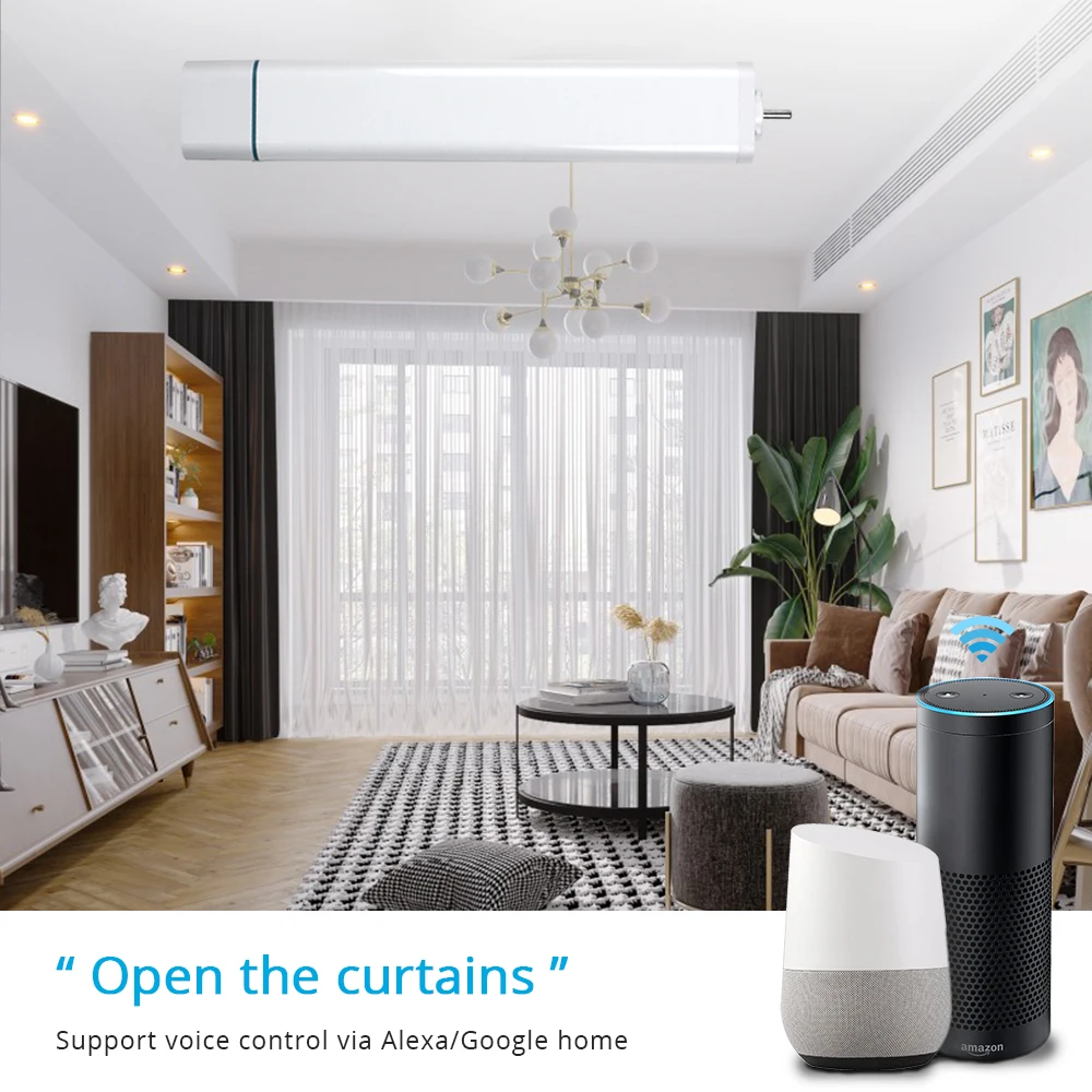 Умный двигатель для штор Zemismart Alexa Echo Google Home Tuya Wi Fi управление Broadlink