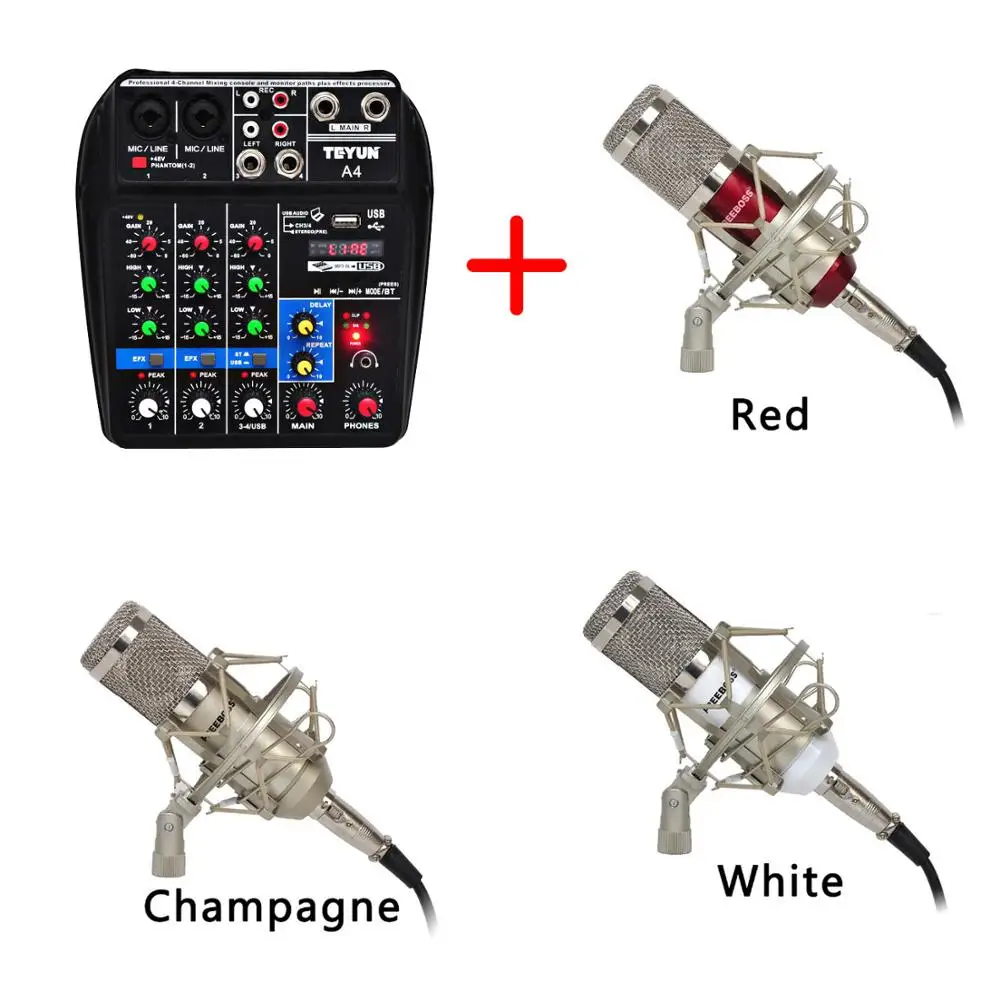 Freeboss A4 + BM 800 комплект микшерная консоль Bluetooth USB запись компьютера - Цена: 4 376,38 руб.