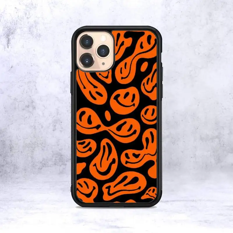 

Orange trippy smiley face Phone Case for iPhone 12 mini 11 pro XS Max X XR 6 7 8 plus SE20 High quality TPU silicon cover