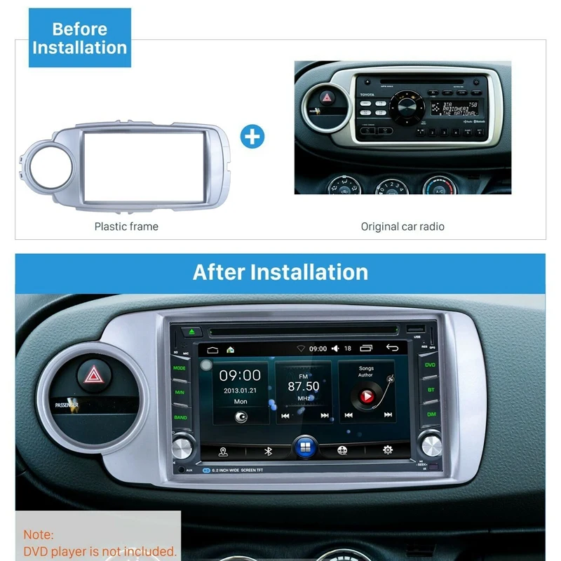 Для Toyota Yaris Vitz 2012 автомобильная 2Din панель для модификации звуковой панели