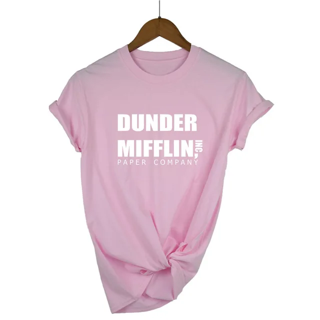 Pink-W Офисная Футболка женская dander Mifflin inc. бумажная компания Wernham Hogg ТВ шоу Майкл Скотт Космос женская футболка - Цвет: Pink-W