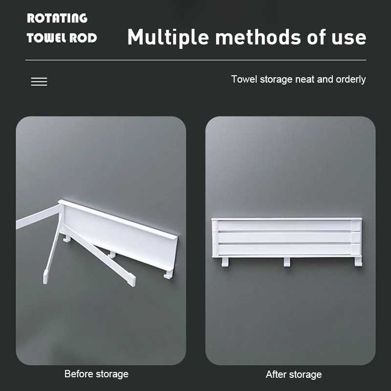 

Rotatable Creative Towel Rack Bathroom Free Punching Multi-pole Holder Kitchen Multifunctional Hook Storage Shelves Accessories