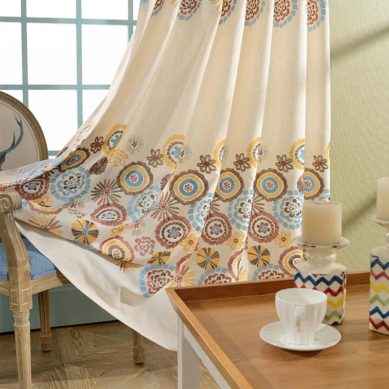 

Modern Garden Luxury European Style Cotton Linen Embroidery Curtains for Living Dining Room Bedroom