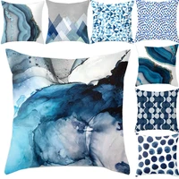 cushion cover simple and fresh blue simple pattern pillow cases sofa car waist throw cushion cover home decor