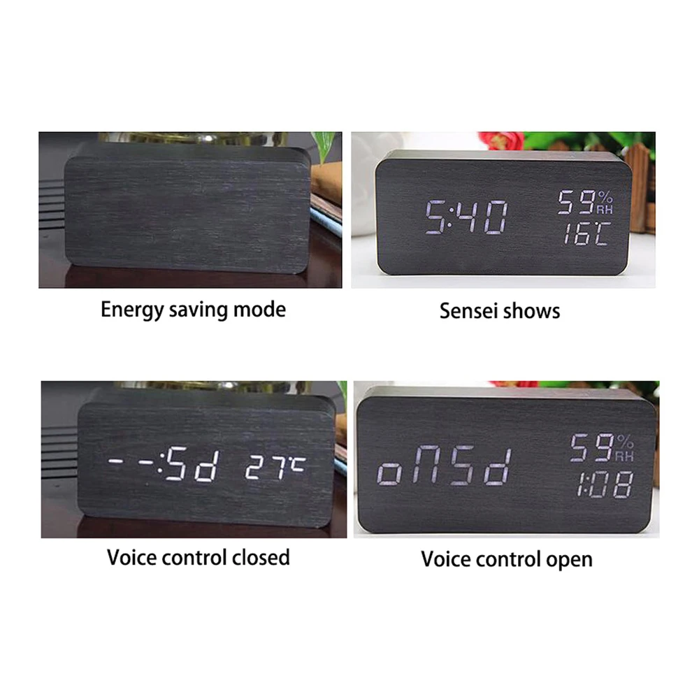 Светодиодные деревянные современные настольные часы маленькие стоячие