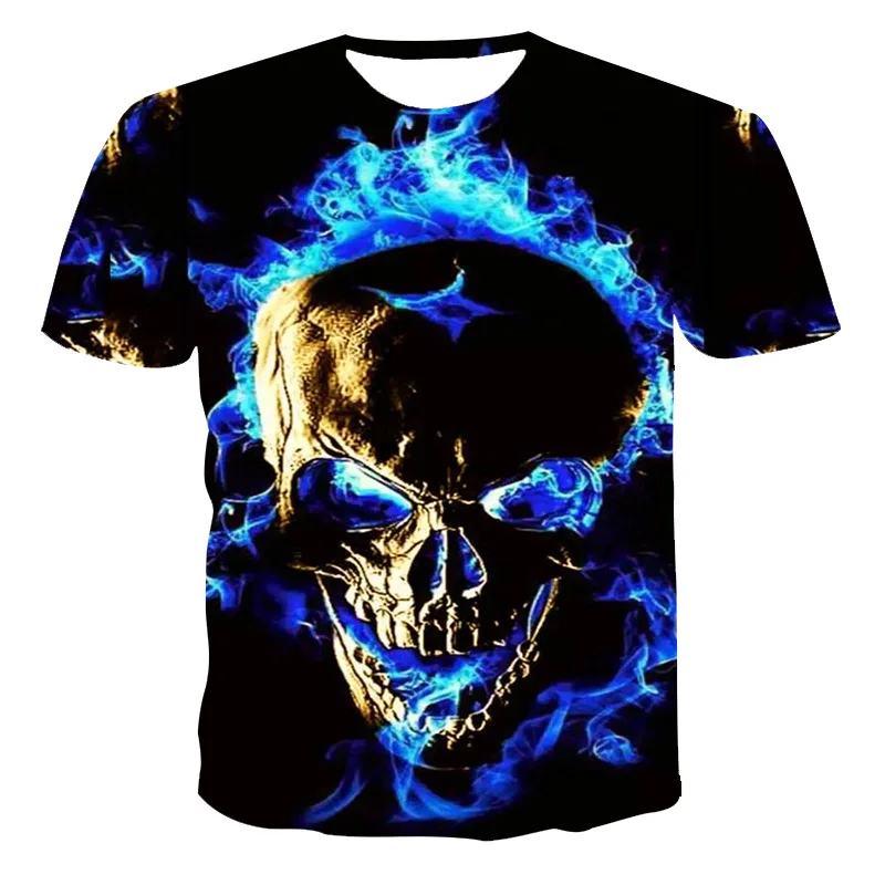 

2021 Summer 3D Skull Print T Shirt Men Breathable Fashion Streetwear Printed T-shirt XXS-6XL