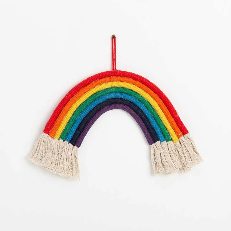 Nordic Handmade Rainbow Ornament Boho Tassels Balls Photograph Props Kids Room Wall Hanging Decor Girls Ornaments |