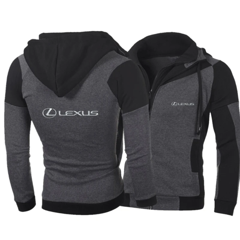 

2021NEW Spring Autumn Fashion Long Sleeve Cardigan Double Zipper Jacket for LEXUS Zipper Hoodie Men Pullover Sweatshirts