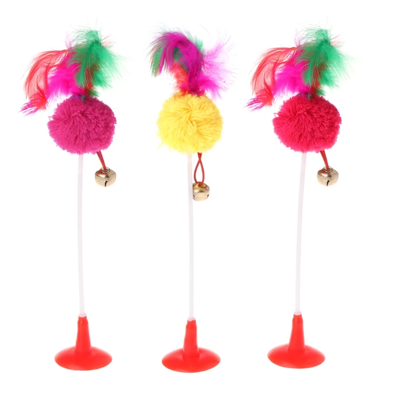 Игрушки для кошек перо мяч снизу присоска с колокольчиком забавная игра котенок