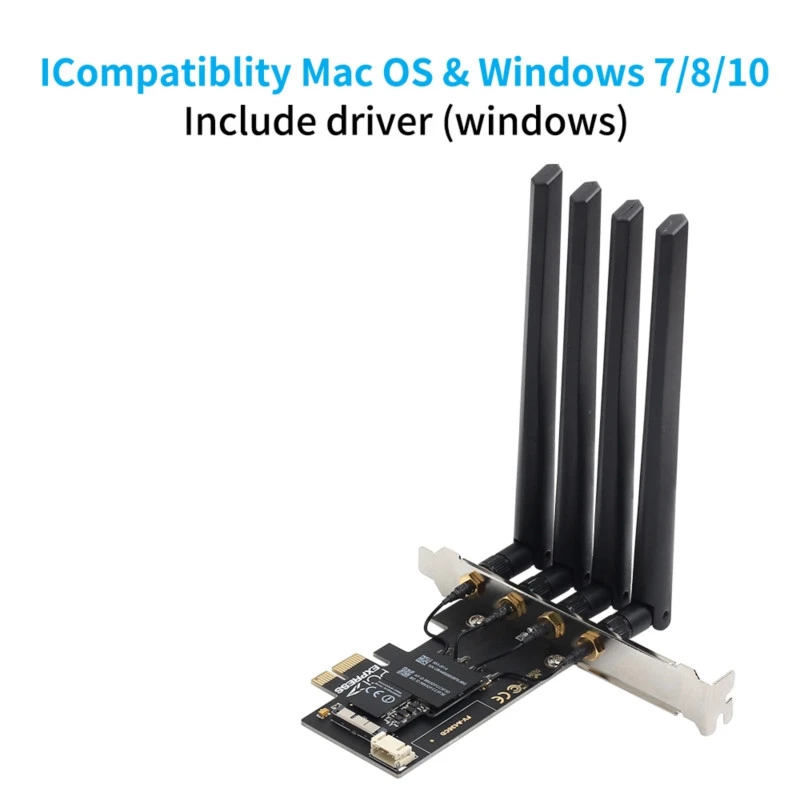 Dual Band PCIe Wifi Card Adapter 1750Mbps 802.11Ac BCM94360CD WiFi Bluetooth PCIE Adapter for MacOS Hackintosh