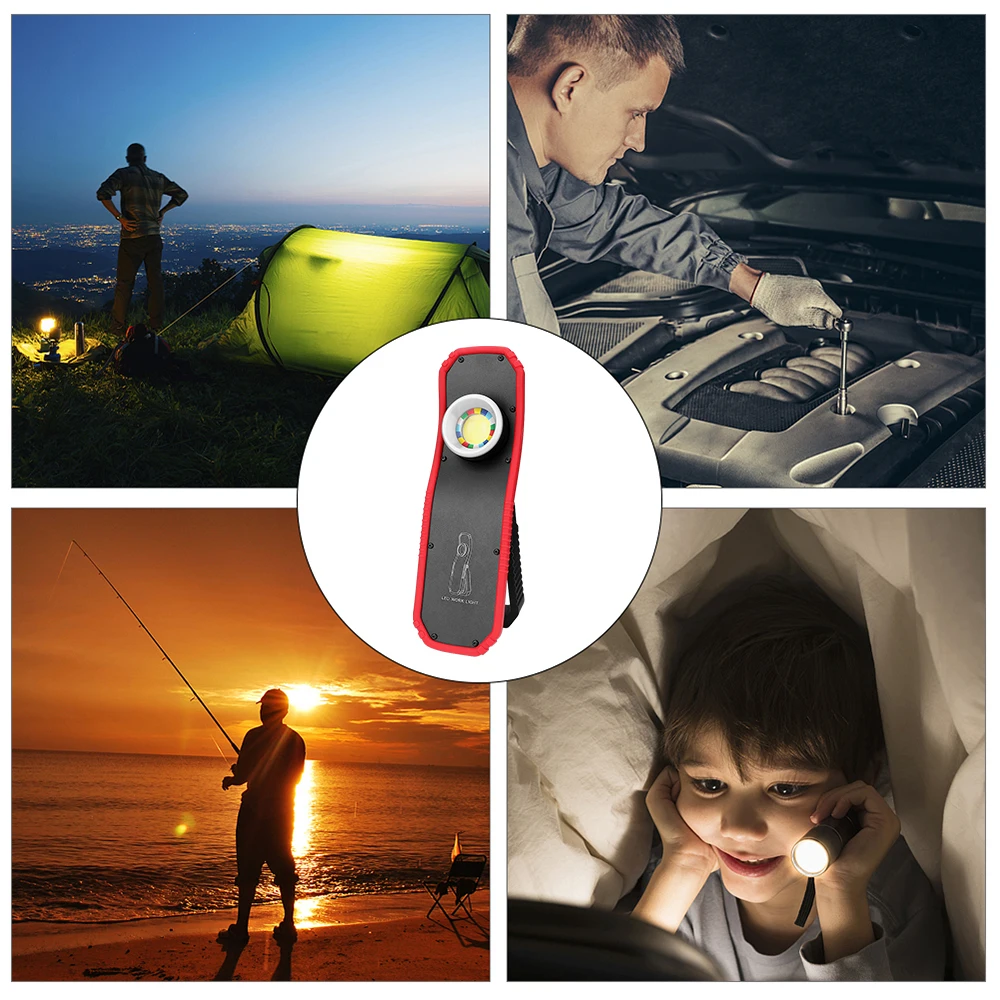 

Portable LED COB Flashlight Torch USB Rechargeable Magnetic Lantern Camping Hanging Hook Lamp High-Low Modes Lighting Work Light