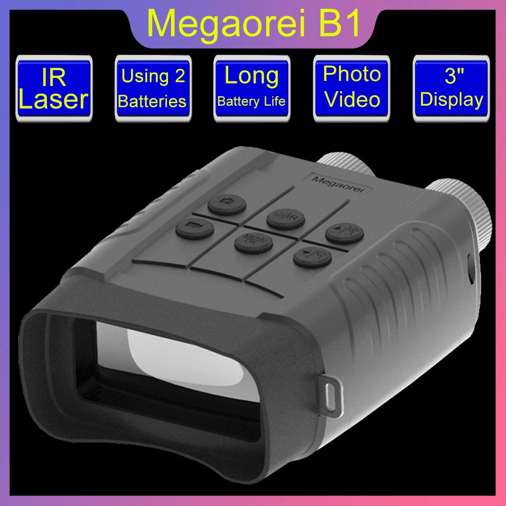 

Megaorei B1 новейший наружный охотничий оптический прицел HD инфракрасный цифровой бинокль ночного видения с 720P используя 2 шт Battries 200-300 м