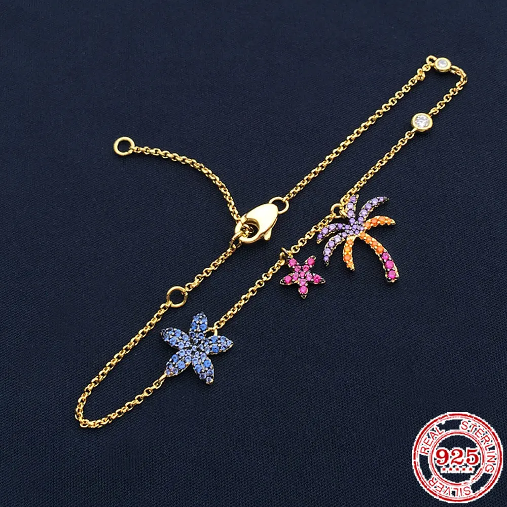 

100% Sterling Silver S925 Ladies Bracelet Coconut Tree Bracelet Female Fashion Jewelry Girlfriend Gift