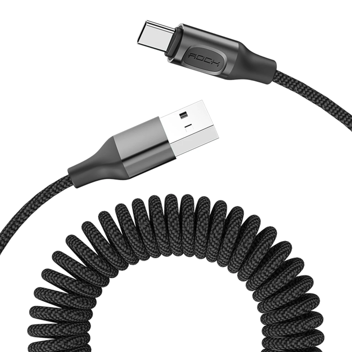 Черный QC 3,0 выдвижной пружинный USB кабель type C 3A для huawei P20 mate 20 Pro Xiaomi для samsung Galaxy S9 S8 One Plus Quick Charge - Цвет: Черный