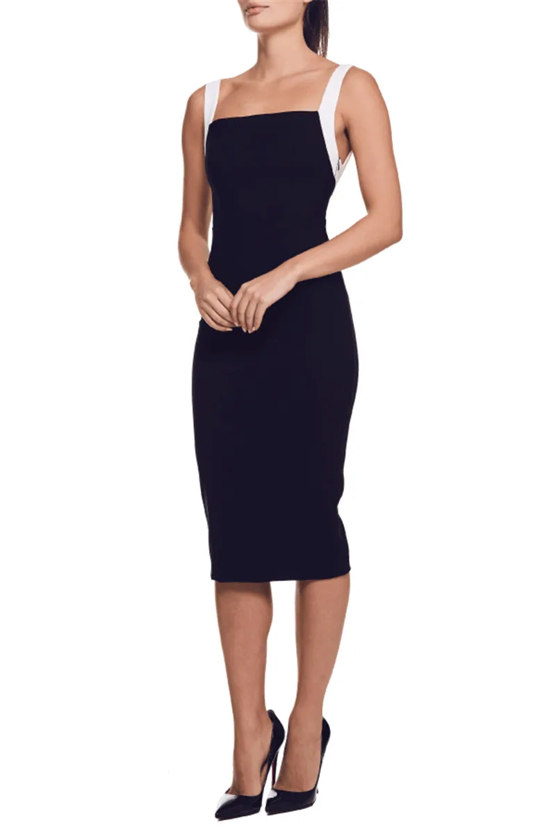 

Top Quality Spaghetti Strap Rosette Bodycon Backless Black Women's Bandage Dress Night Party Dress Club