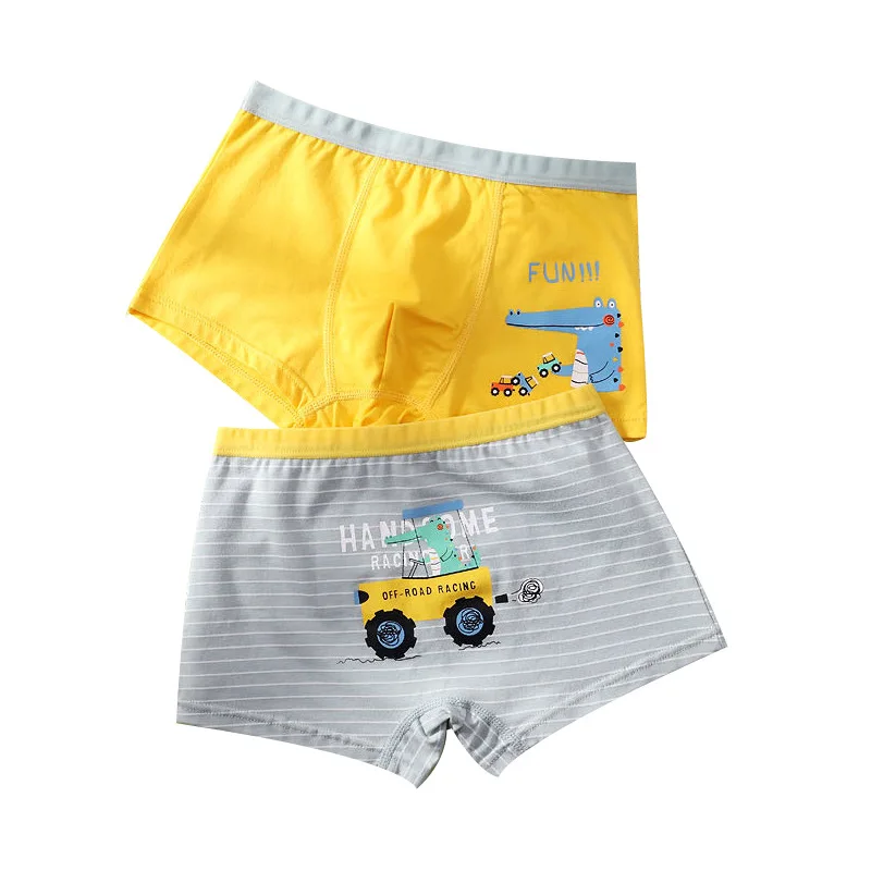 Хлопковые боксеры для мальчиков 2 шт. яркий принт короткое нижнее белье с