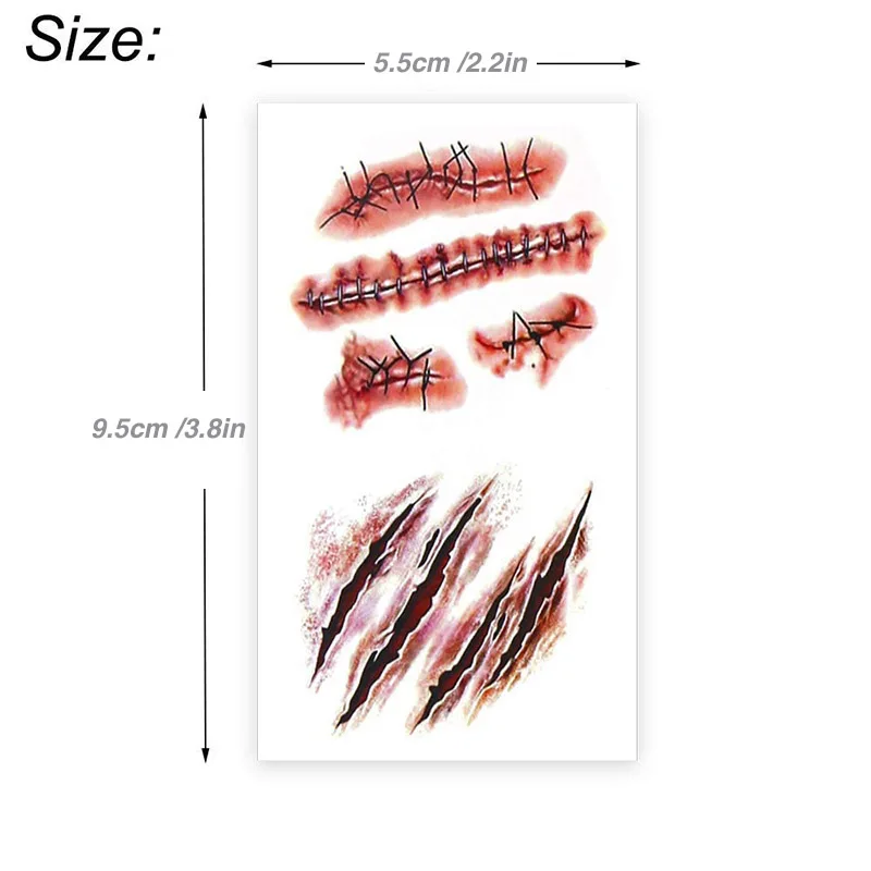 30 шт. Хэллоуин Поддельные Шрам Татуировки Водонепроницаемый временные Зомби
