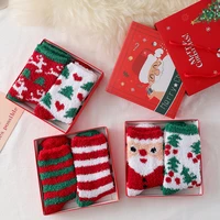 womens cartoon coral fleece christmas socks 2 pairs womens santa claus warm socks christmas decorations christmas gifts