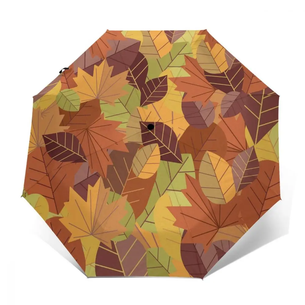 

Sunny Umbrella Autumn Leaves Automatic folding portable men women umbrella Sunscreen rain Windproof beach parasol