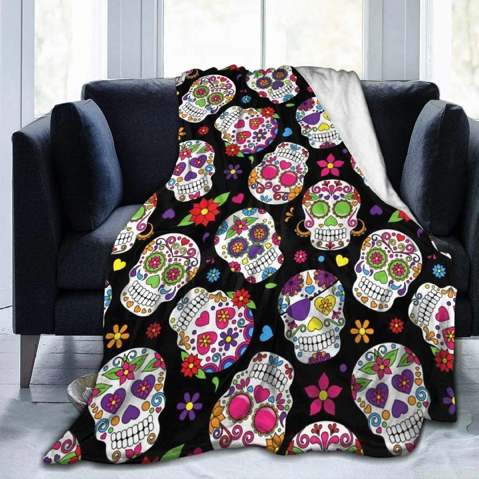 

Мексиканские сахарные черепа, Фланелевое Флисовое одеяло, ультра мягкое уютное теплое покрывало, микро Флисовое одеяло для дома (4 размера)