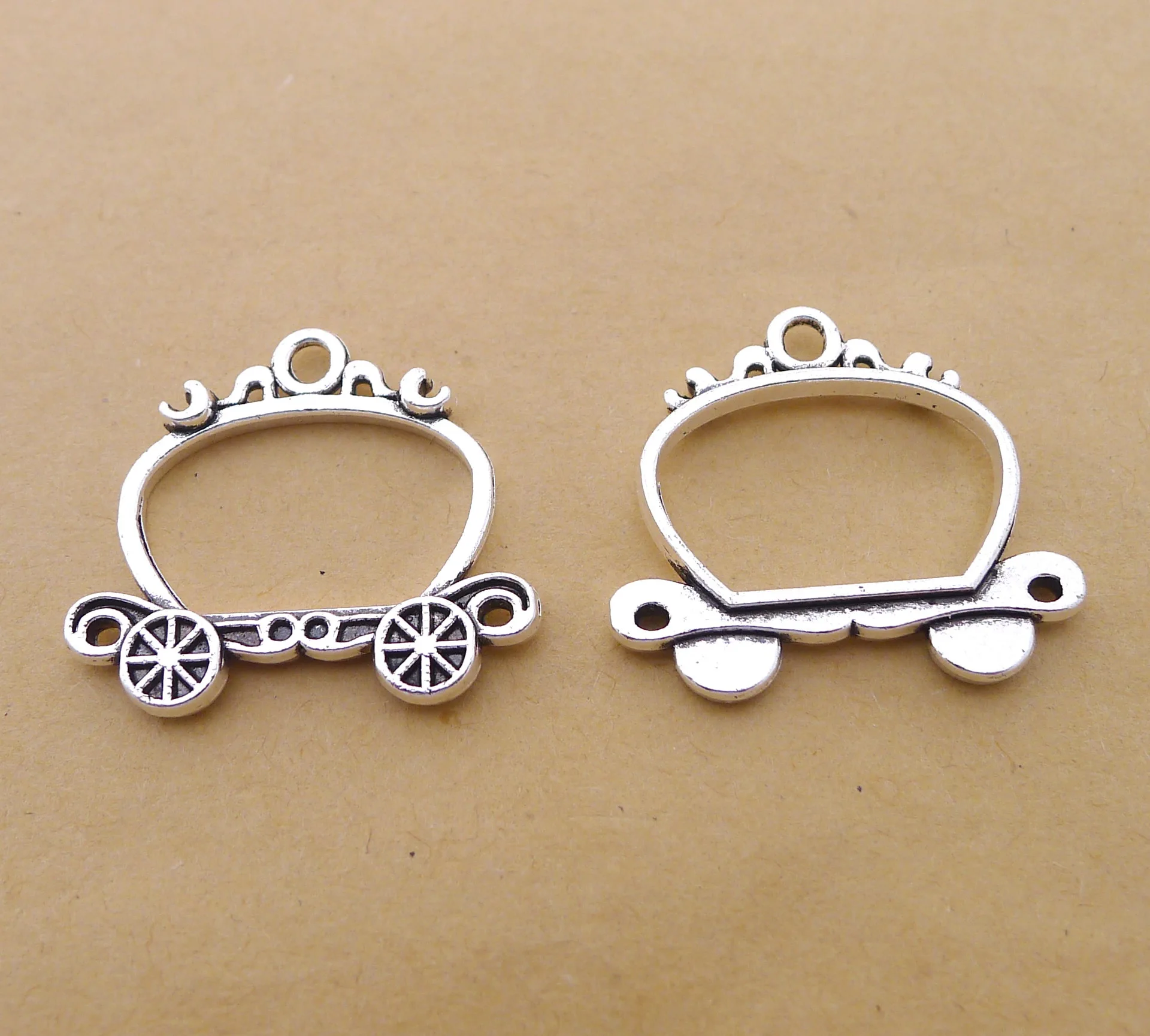 

Charm for making jewelry 5pcs 28x26mm antique silver color Hollow car charms