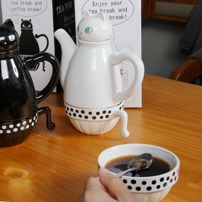 Japanese Cats Teapots Cute Coffee Sets Creative Cartoon Teapot Household Ceramic Cup Milk Cups 1 2 |