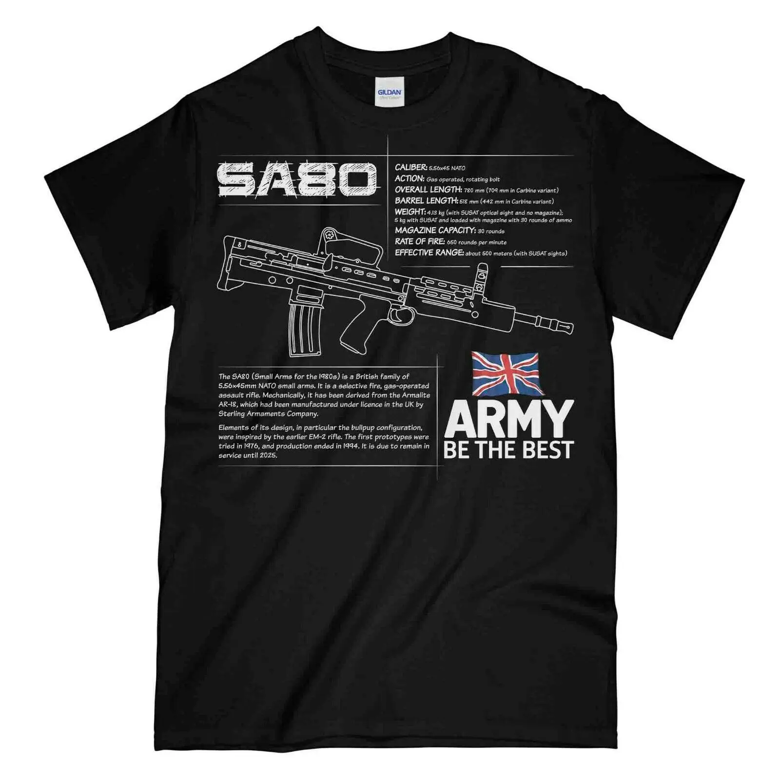 

SA80 BRITISH ARMY Printed Men T-Shirt Short Casual Men clothing New 2021 Summer