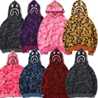 Новые толстовки, зимняя модная камуфляжная одежда для пар, толстовка, Повседневный Кардиган с капюшоном, пальто с капюшоном в стиле Bape Shark, уличная одежда, мужская и женская куртка