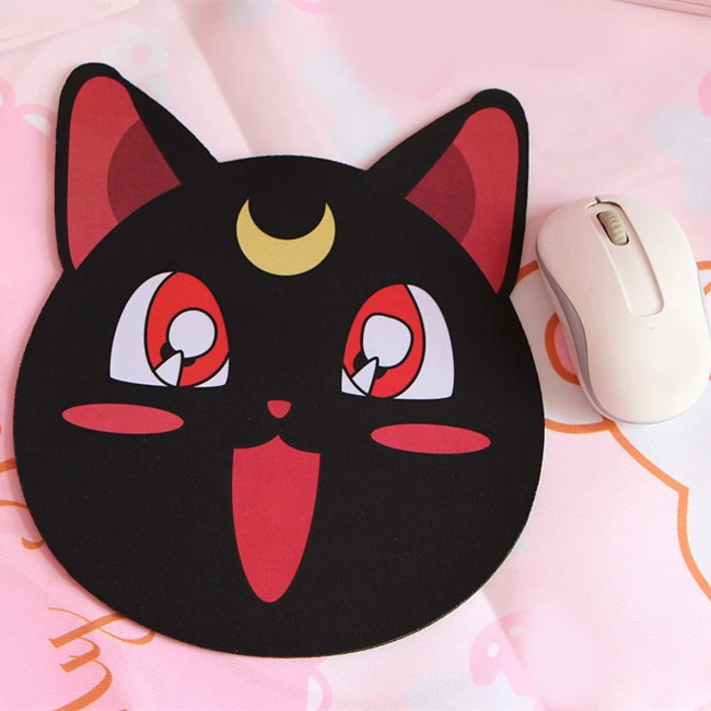 Коврик для компьютерной мыши Sailor Moon Luna черный мягкий резиновый коврик с рисунком