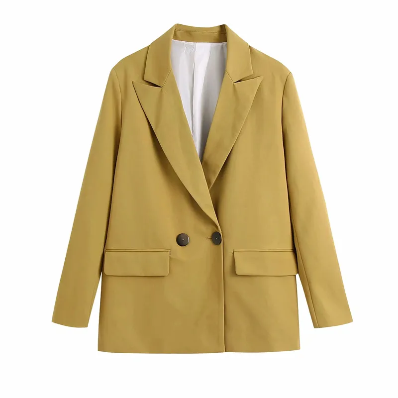 

Новинка 2021, женская одежда для ранней осени ZA, модная повседневная универсальная куртка в нейтральном стиле, женский двубортный костюм